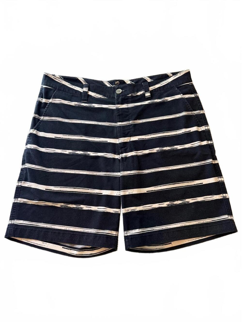 Southern Tide T3 Gulf Performance Shorts Mens 36 Navy Blue Stripe Golf FlatFront